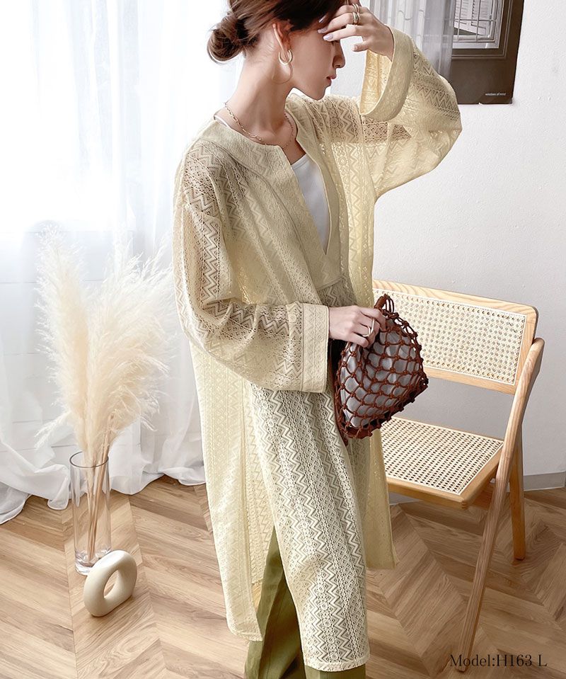 日本 Classical Elf - 早春幾何雕花鉤針長版洋裝-米白