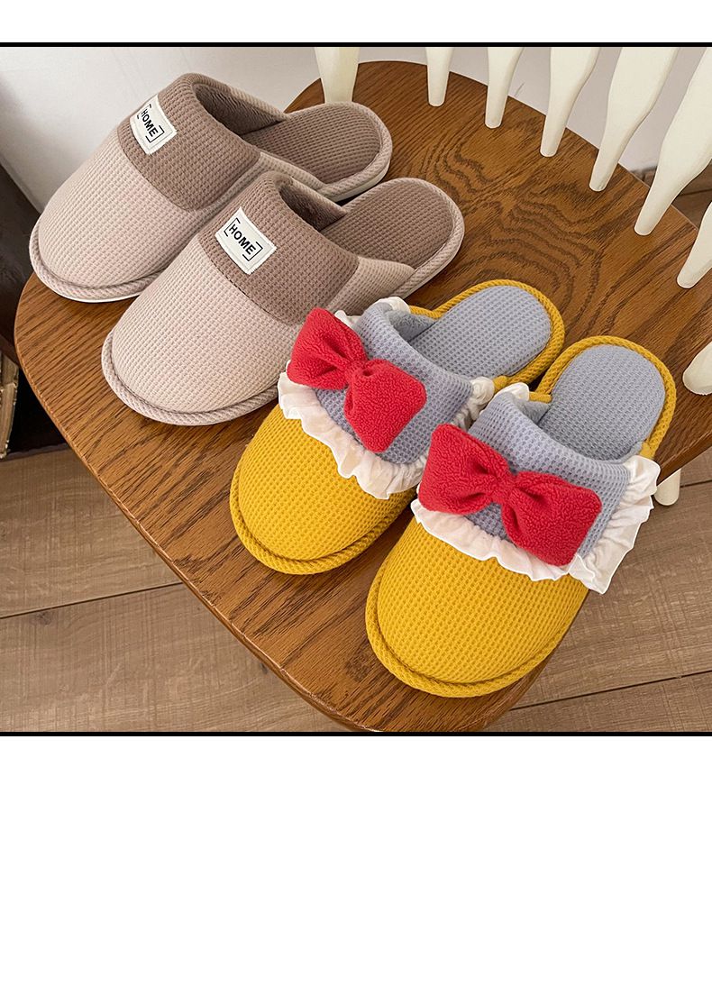 鬆餅格紋保暖室內拖鞋-藍紫色