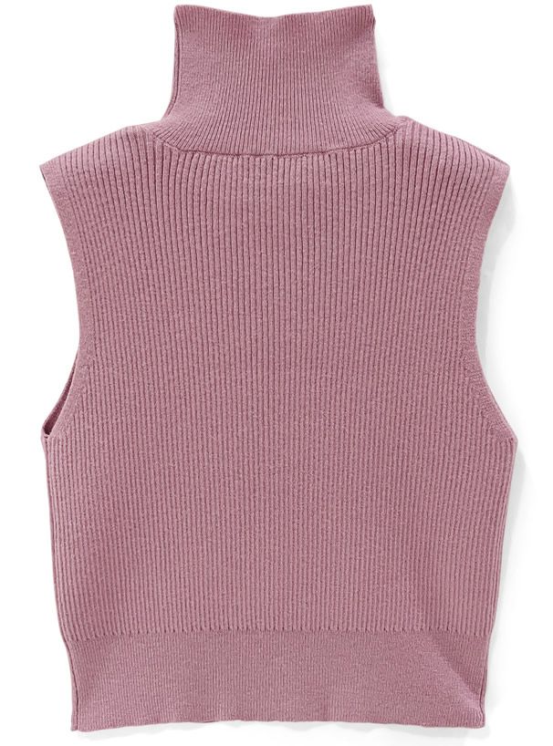 日本 GRL - 顯瘦高領針織背心/無袖上衣-春櫻粉