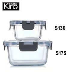 King Crystal - 耐熱玻璃保鮮盒-正方形(1230ml*1+525ml*1)-S175 + S130
