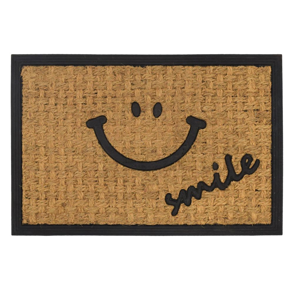 日本 TOMO - (室外款)長方形刮泥沙地墊/腳踏墊-微笑 (約60x40cm)