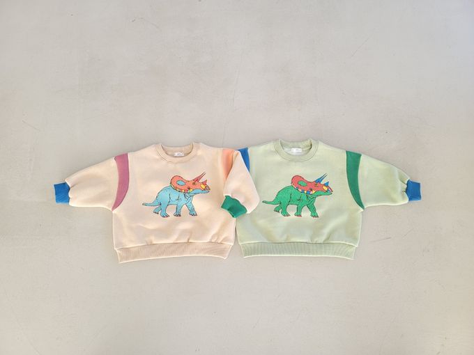 韓國 Mimico - (內磨毛)角龍圖印大學T-綠