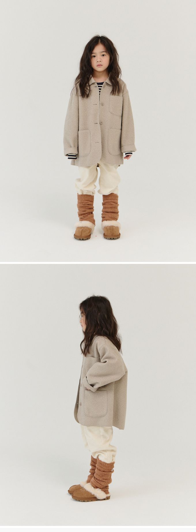 韓國 PEANUT - 鬆緊腰燈芯絨休閒長寬褲-軍綠