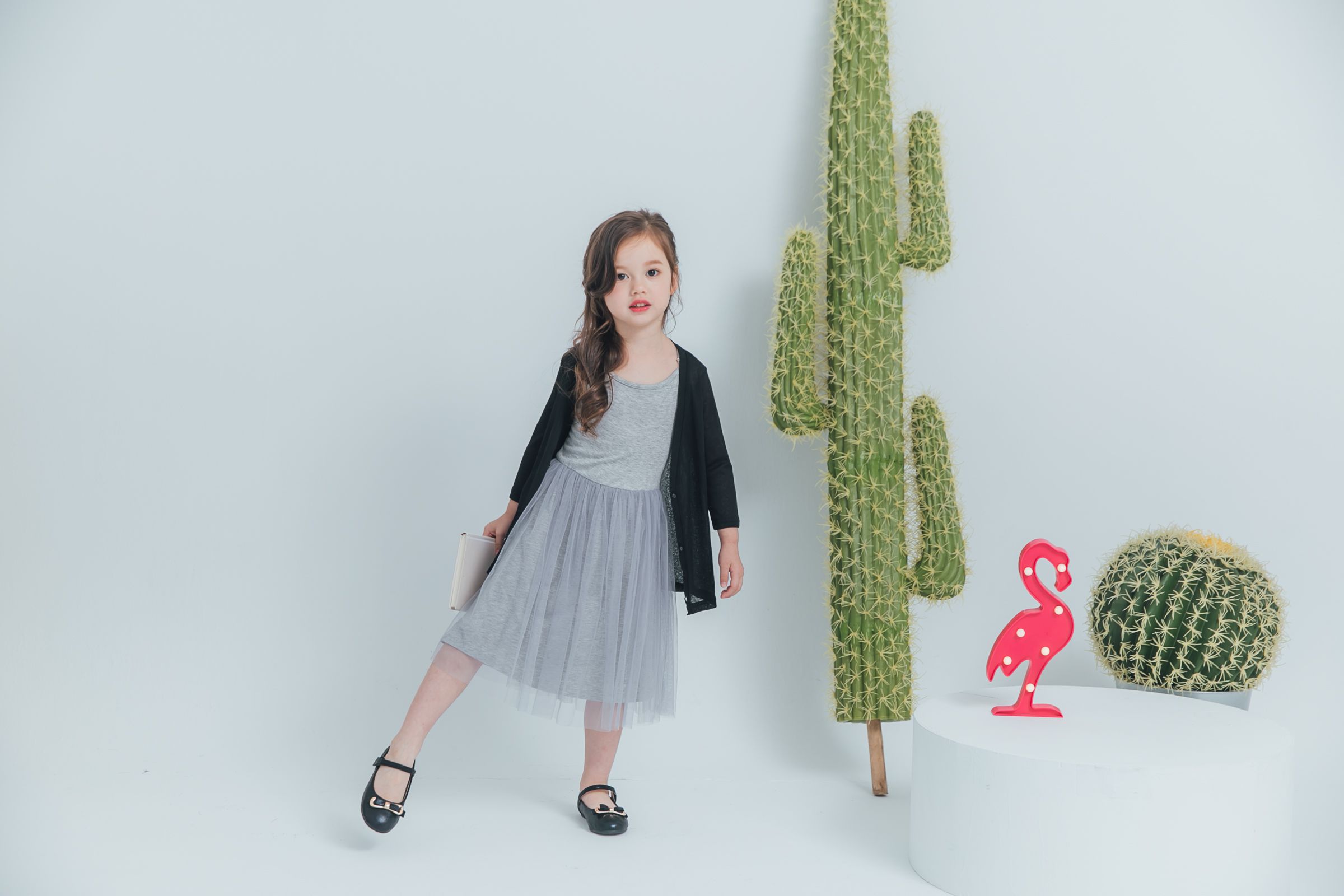 Peachy - 北鼻款*獨家訂製綿柔連身紗裙-細肩帶連身款-溫柔灰