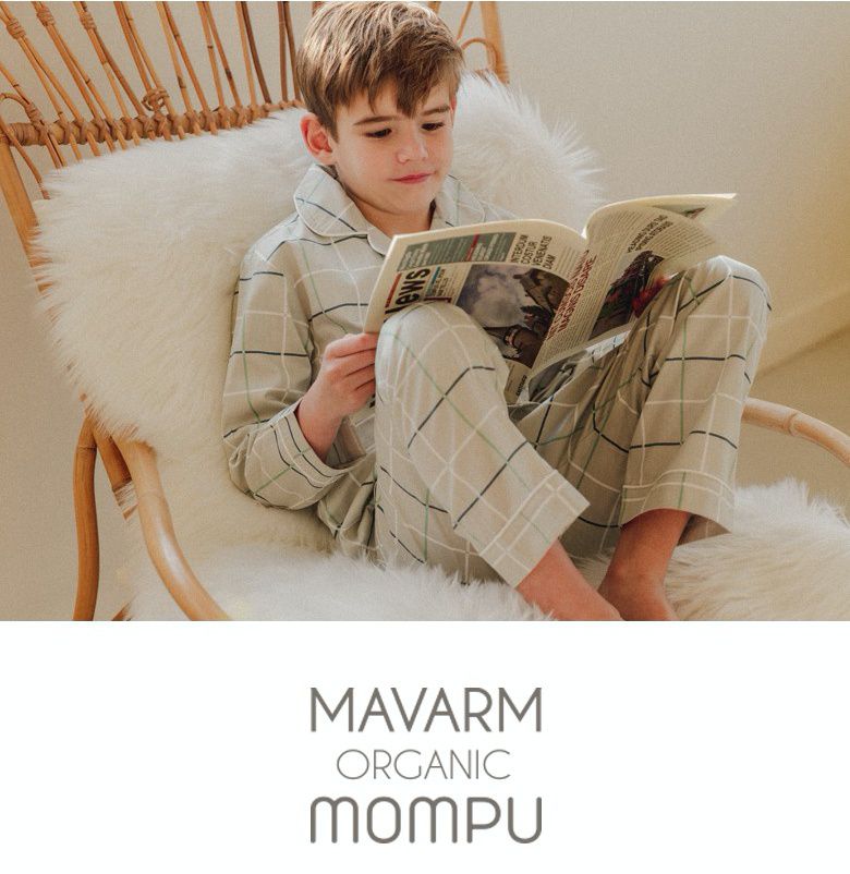 韓國 Mavarm Organic - 有機棉40支長袖寬鬆家居服-時尚格紋