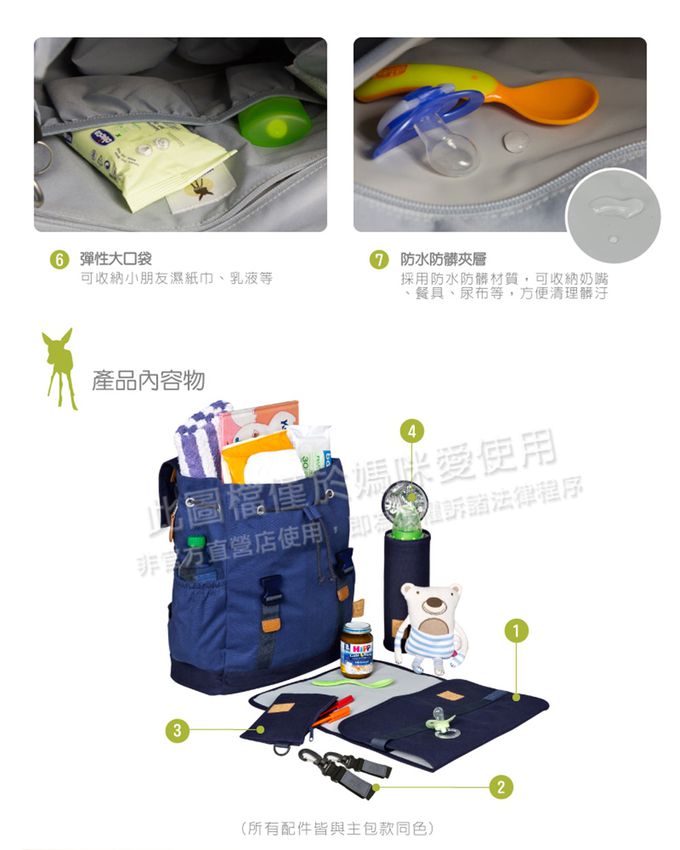 德國 Lassig - 英倫率性旅行後背媽媽包/親子包-大+小-迷霧灰-含尿布墊+推車掛勾+保溫瓶收納包+小收納包