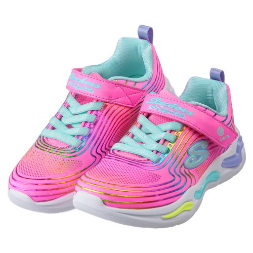 SKECHERS - S-Lights電燈彩虹粉色兒童運動鞋