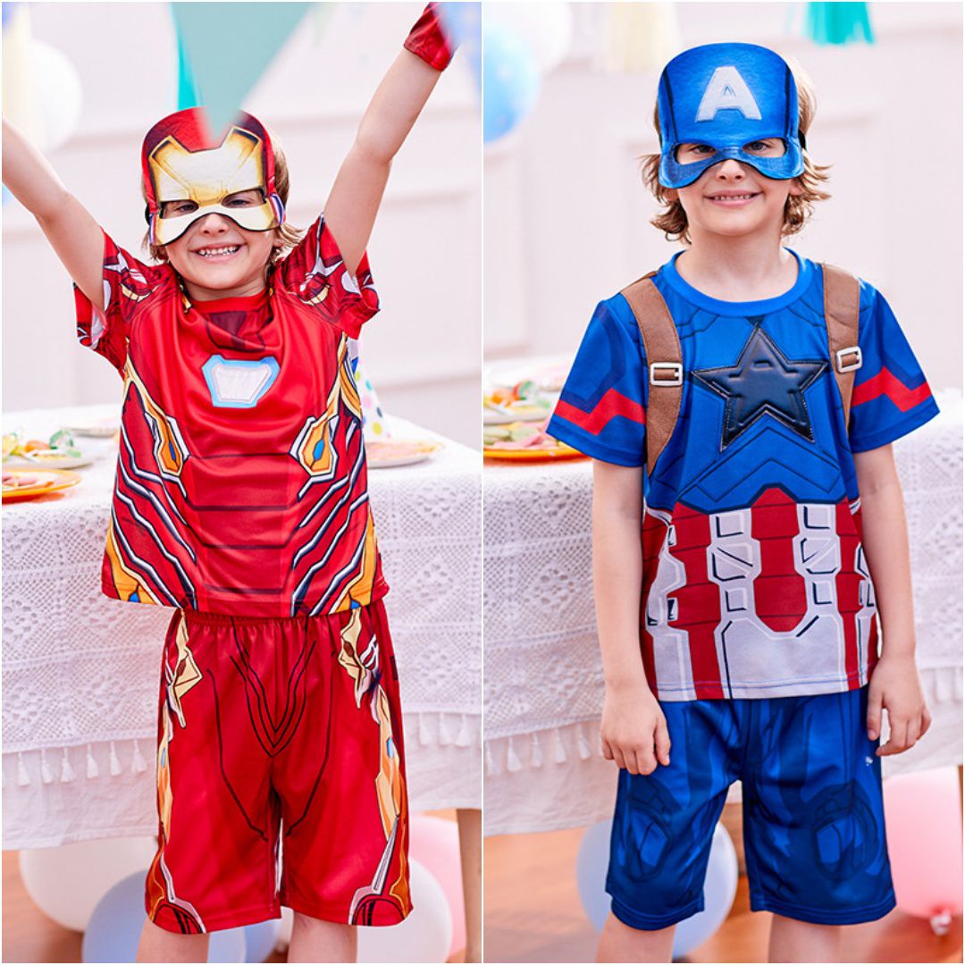 冒險版造型套裝/萬聖節-卡通人物蜘蛛人(送軟面具)-紅+藍