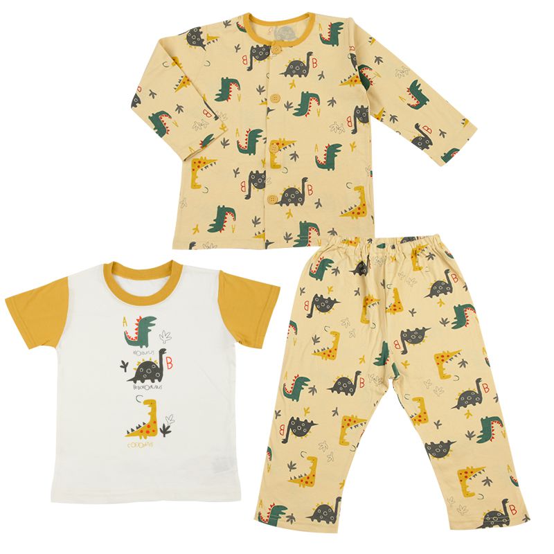 akachan honpo - 家居服3件組-黃色