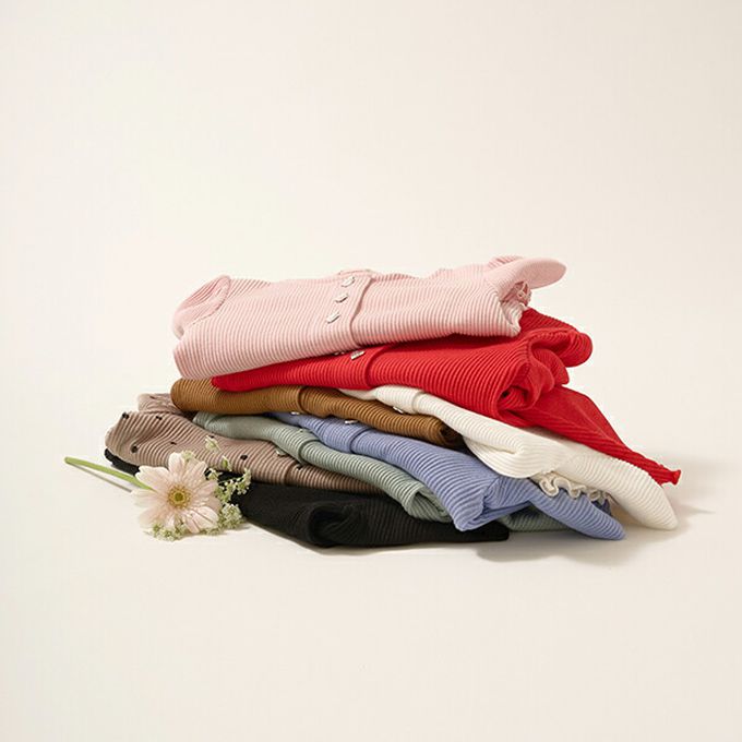 日本 Lycee mine - 愛心鈕扣羅紋針織薄外套-熱情紅