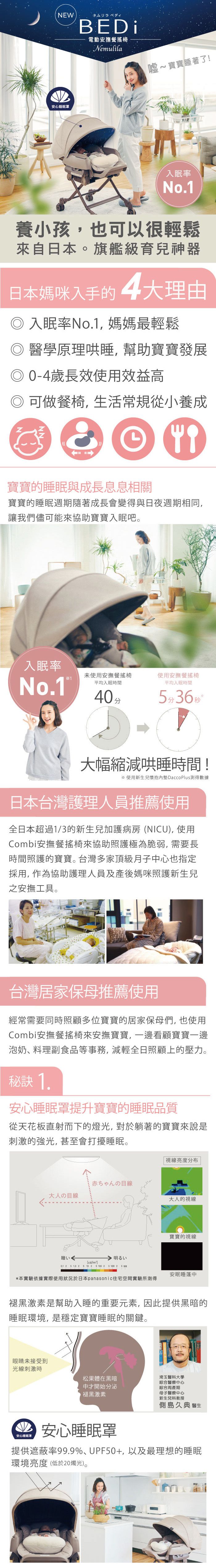 日本 Combi - 安撫餐椅搖床-Nemulila BEDi  [電動款]-福利品