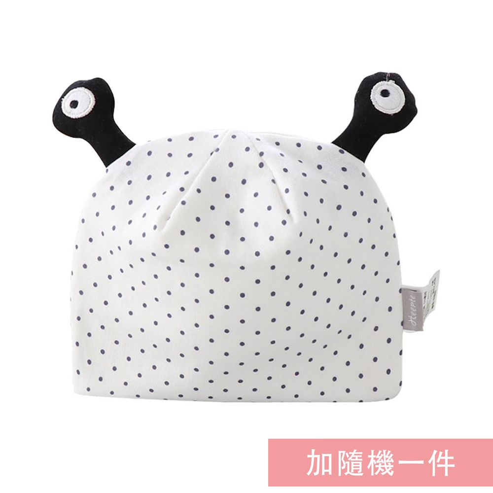 JoyNa - 2入-新生兒胎帽 小青蛙眼睛造型 蝴蝶結童帽-點點小跳蛙+隨機一入 (適戴頭圍約36-45cm)