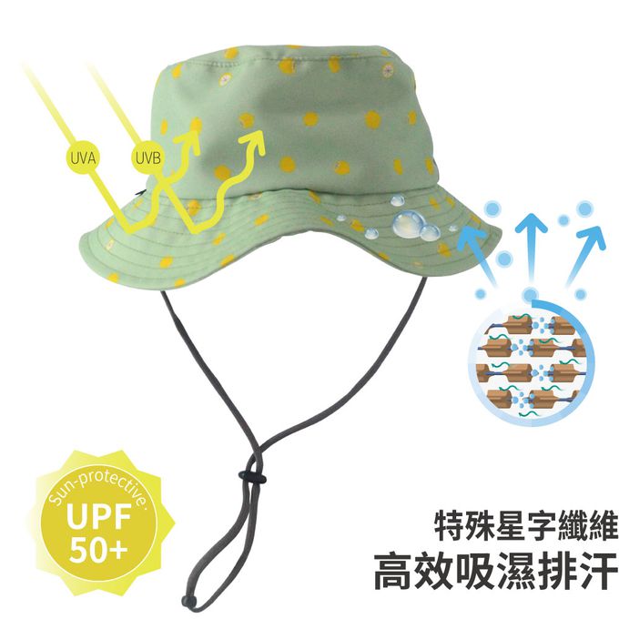 貝柔 Peilou - UPF50+透氣遮陽漁夫帽-檸檬(兒童) (頭圍: 54cm)