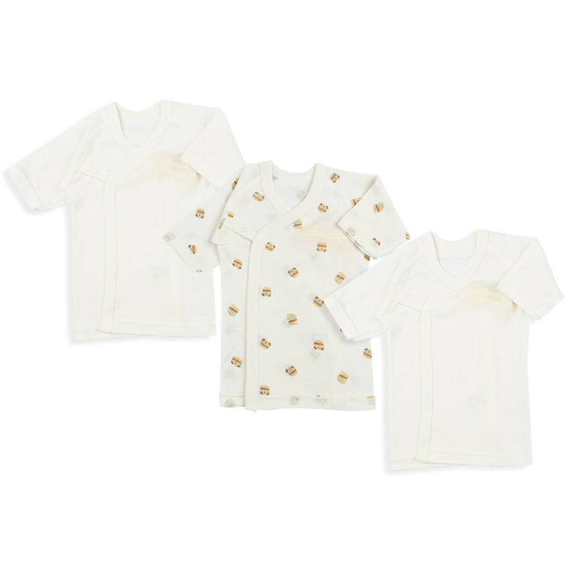 akachan honpo - 長袖新生兒內衣6件組-按釦款 吸水速乾+保濕-咖啡色 (肚衣:50cm;蝴蝶裝:50~60cm)