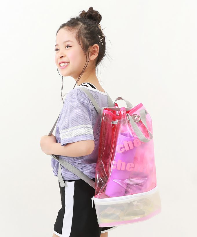 日本 devirock - 繽紛透亮防水分層便利游泳背包/水桶包-水藍 (40x26x16.5cm)