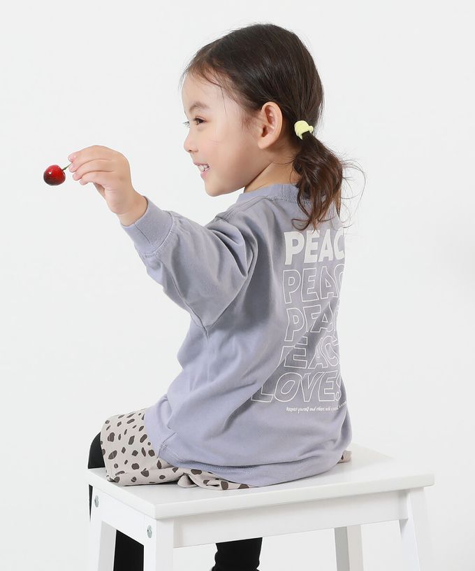 日本 devirock - 100%棉 定番印花寬版長袖上衣-胸前logo-灰棕