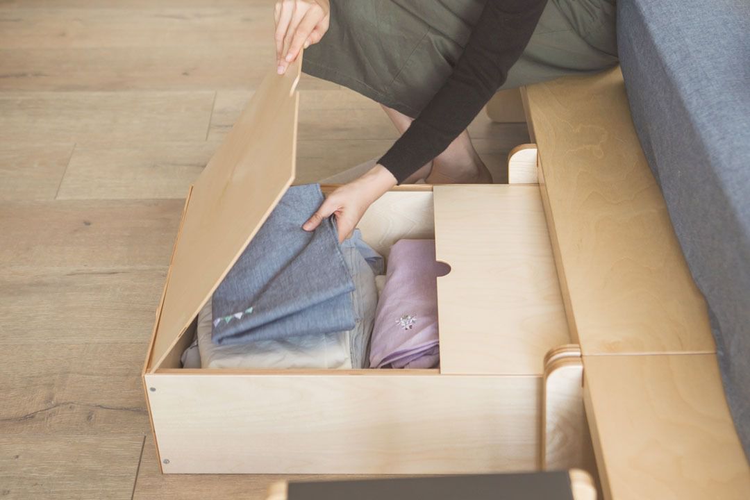 走走家具 - 床架配件-床底置物木箱-原木色 (44.5 /74 / 18.5 (cm))