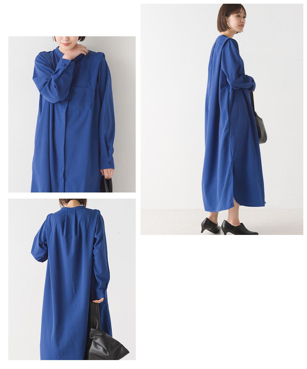 日本 OMNES - 法式簡約絲滑長版襯衫洋裝-米杏