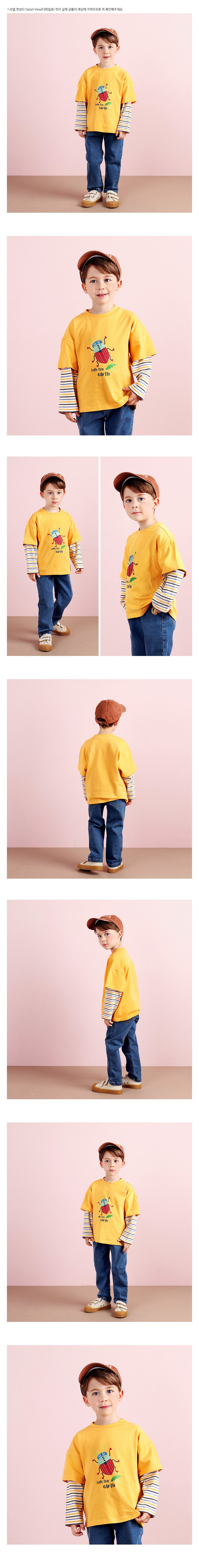 韓國 WALTON kids - 鍬形蟲印花長袖上衣-黃