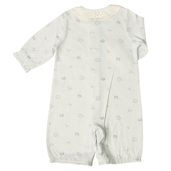 akachan honpo - 長袖蓬鬆有機棉連身衣-淺綠色 (50～70cm)