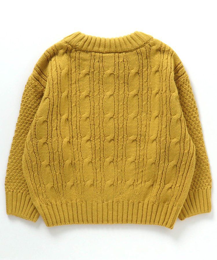 日本 apres les cours - 耀眼色麻花針織上衣(可機洗)-芥末黃