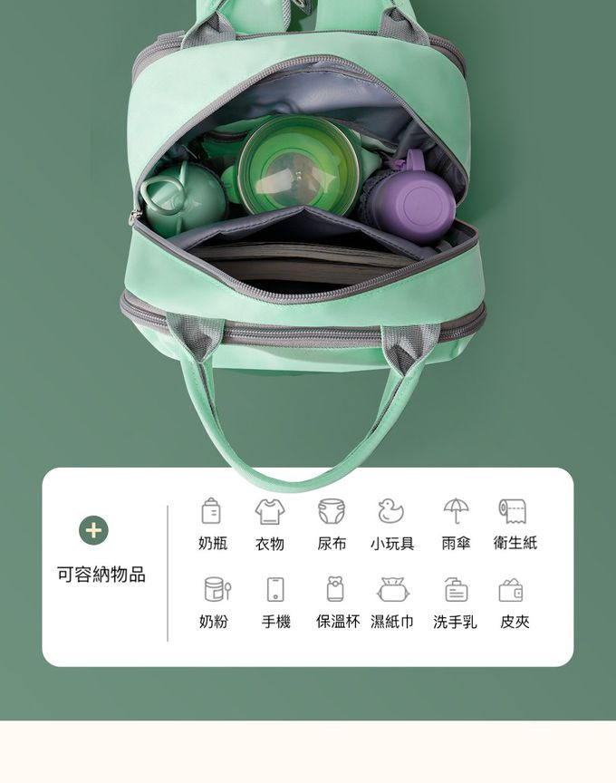 Heine 海恩 - 多功能後背包 媽咪包 媽媽後背包 (GAVEGA WIN-54170)-石青綠