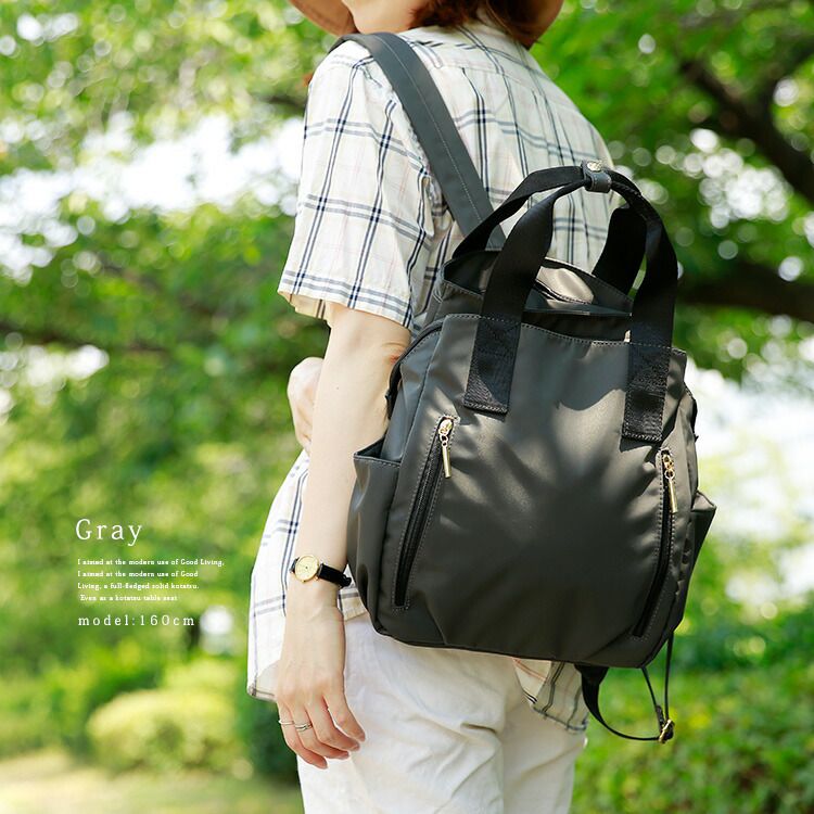 日本代購 - [樂天NO.1] 美型多夾層收納後背包/媽媽包-深海藍 (29x26x14cm)