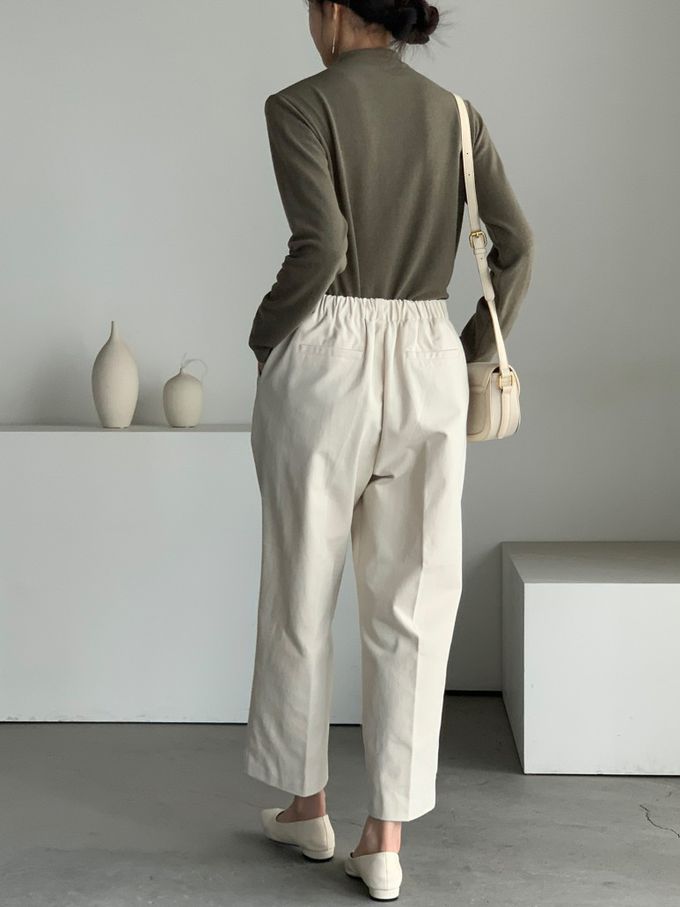 韓國女裝連線 - 百搭中領混羊毛長袖上衣-咖啡 (FREE)