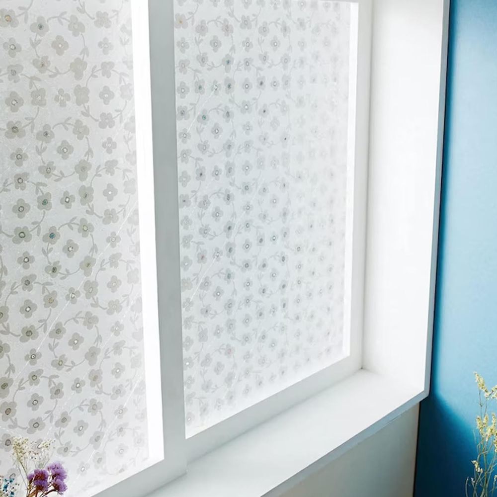 日本千趣會 - 日本製 99%抗UV光影窗貼(靜電式)-纏繞花朵 (92×90cm*2枚)