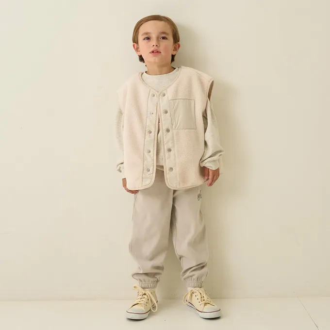 日本 b-ROOM - 可愛毛毛保暖背心-軍綠