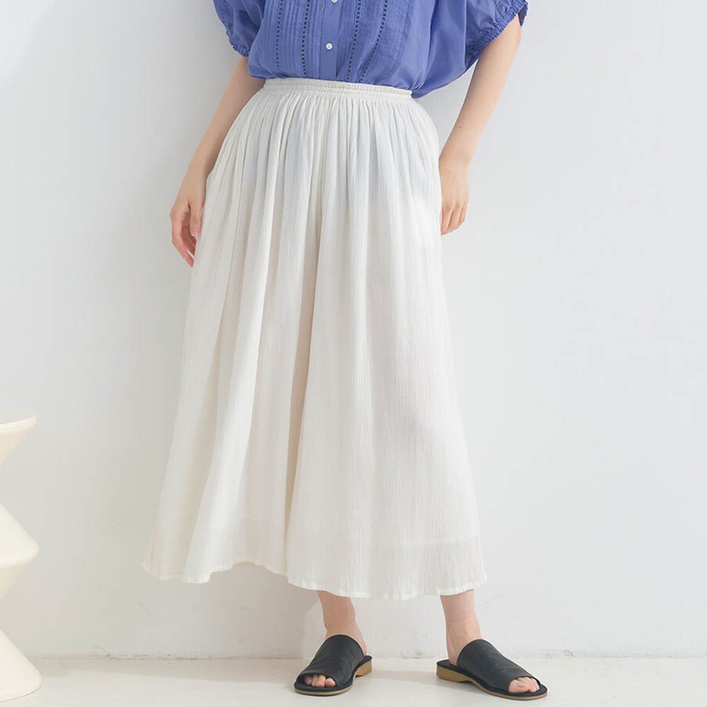 100%印度棉 輕盈飄逸寬褲-白