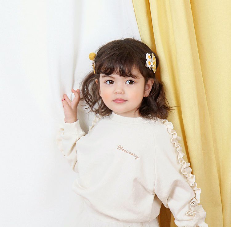 韓國 Babyblee - 刺繡雛菊髮夾/髮飾4入組-黃