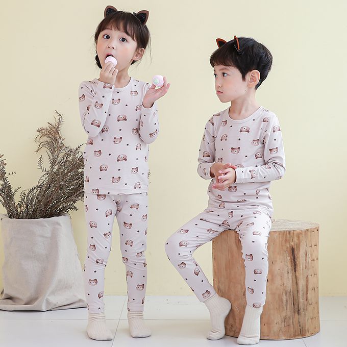 正韓 Cogibu - 極舒適無螢光劑幼兒/兒童 AERO WARM 有機發熱衣睡衣/家居服套裝組-熊寶貝
