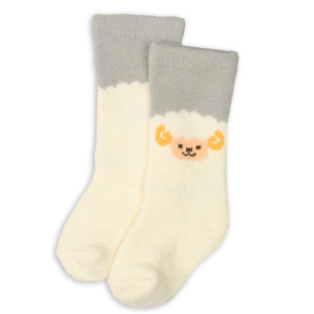 新生兒蓬鬆長統襪-象牙白色 (7~9cm)