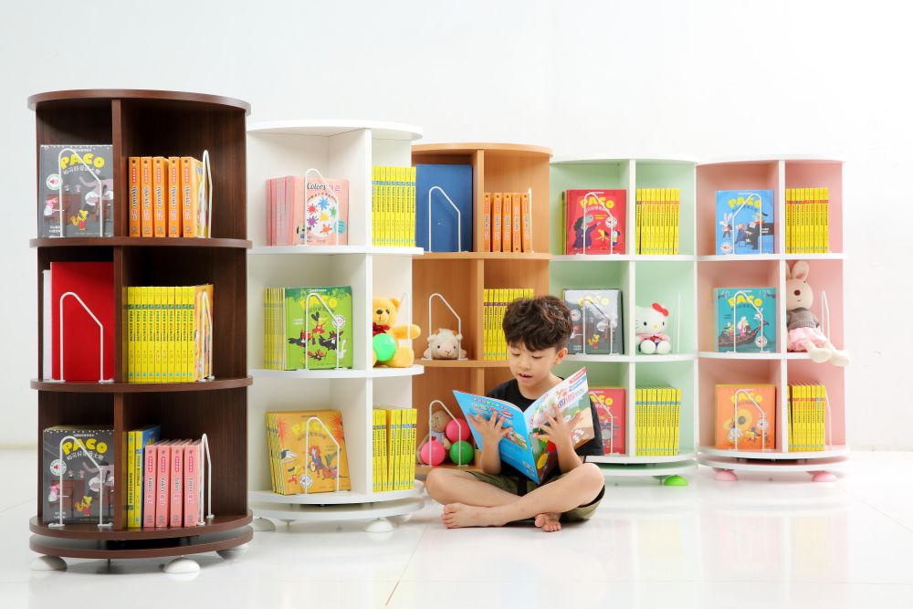 第一博士 - 360° 旋轉書櫃-四層式(高度137cm)-雪白-支架16入+水平儀4入