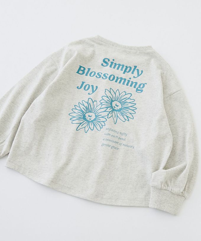 日本 devirock - 100%棉 定番女孩印花長袖上衣-線條愛心-紫