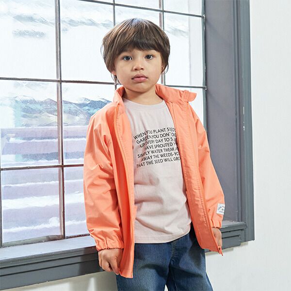 日本 b-ROOM - 潑水加工 連帽2WAY防風外套(附收納袋)-恐龍-軍綠