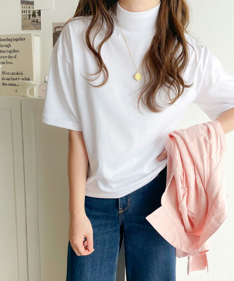 日本 Classical Elf - 知性立領柔軟五分袖上衣-淺灰