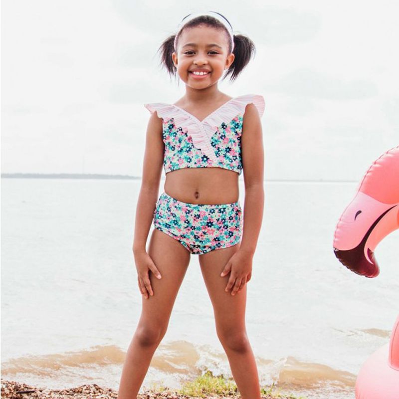 美國 RuffleButts - 小女童UPF 50+防曬比基尼泳裝-甜心萬花筒