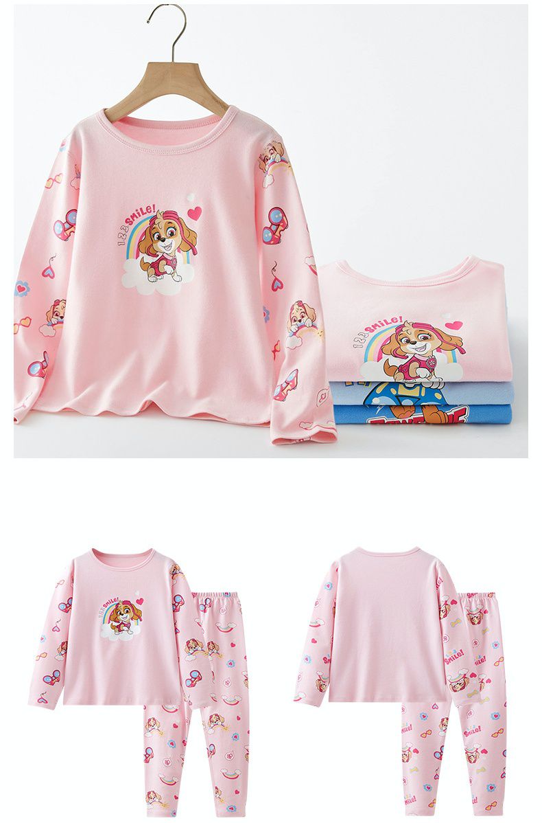純棉卡通長袖家居服/睡衣(加絨款)-卡通人物汪汪隊-天天-粉色