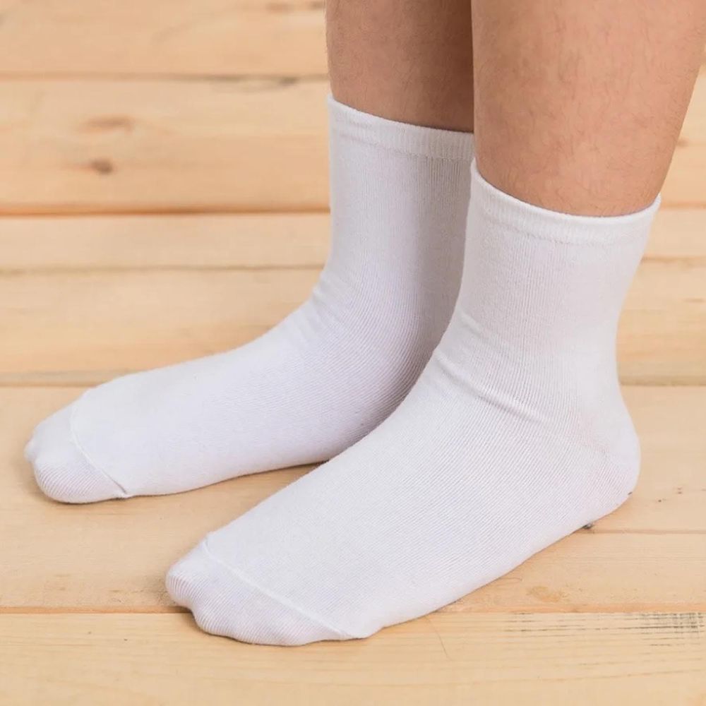 貝柔 Peilou - 兒童精梳棉細針學生襪(6雙組)-短襪-白色