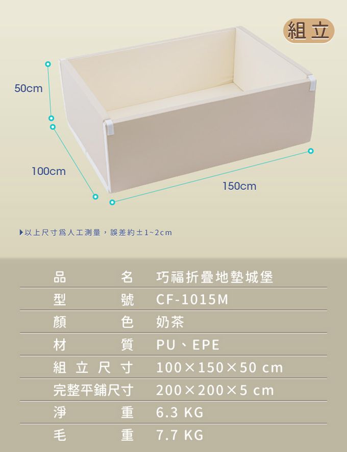 巧福 CHIAO FU - 兒童折疊地墊城堡CF-1015M-超厚5cm(地墊/兒童地墊/圍欄/幼童睡墊/安全防撞)