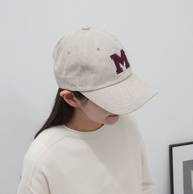 韓國配件連線 - M字裝飾棒球帽-磚紅 (FREE)