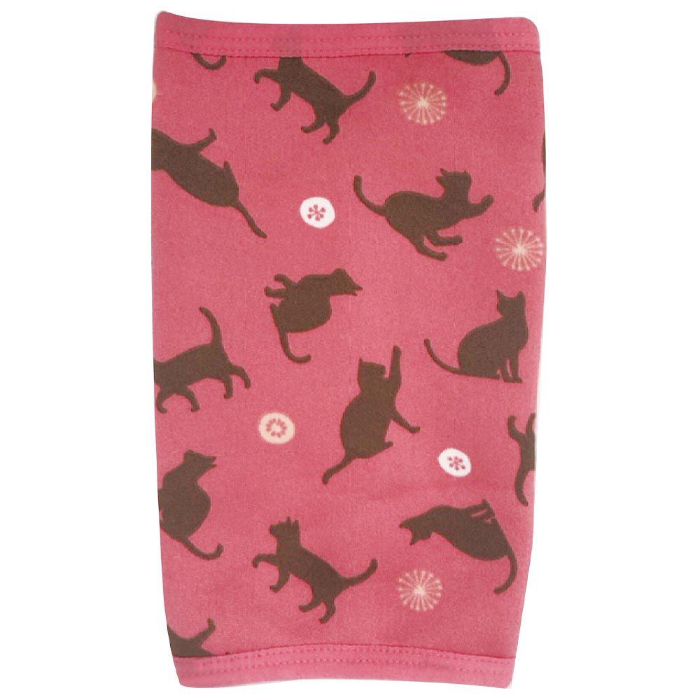 日本丸和 - 雙層機能裏起毛保暖襪套-玩耍貓咪-桃粉 (13x20cm)