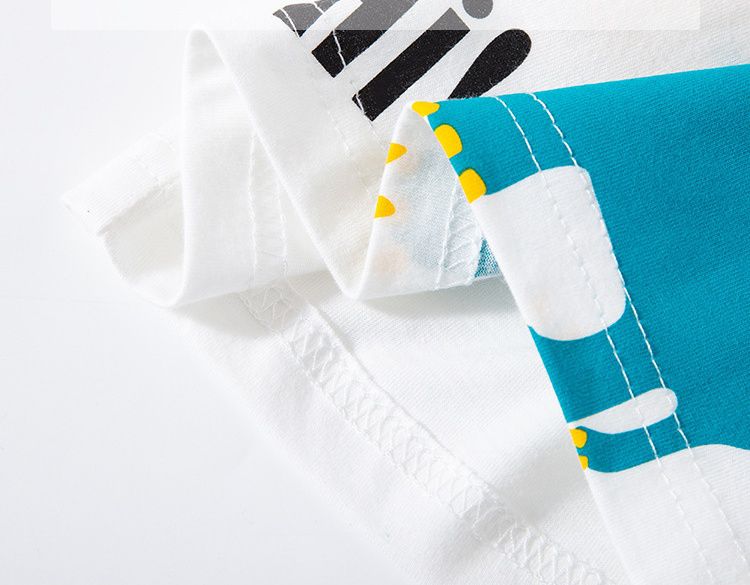 BE TOP - 純棉短袖上衣-Hello!長脖子恐龍-白色