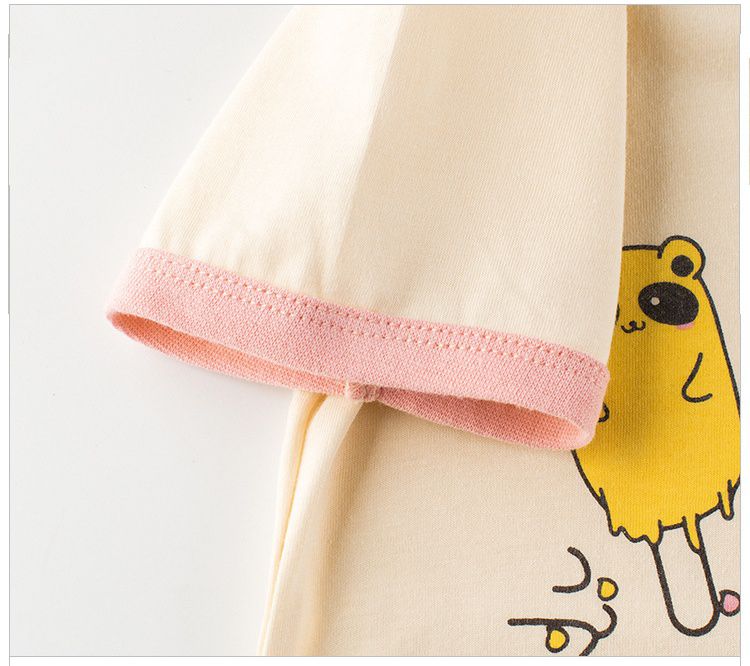 純棉短袖上衣-動物造型冰淇淋-粉+杏