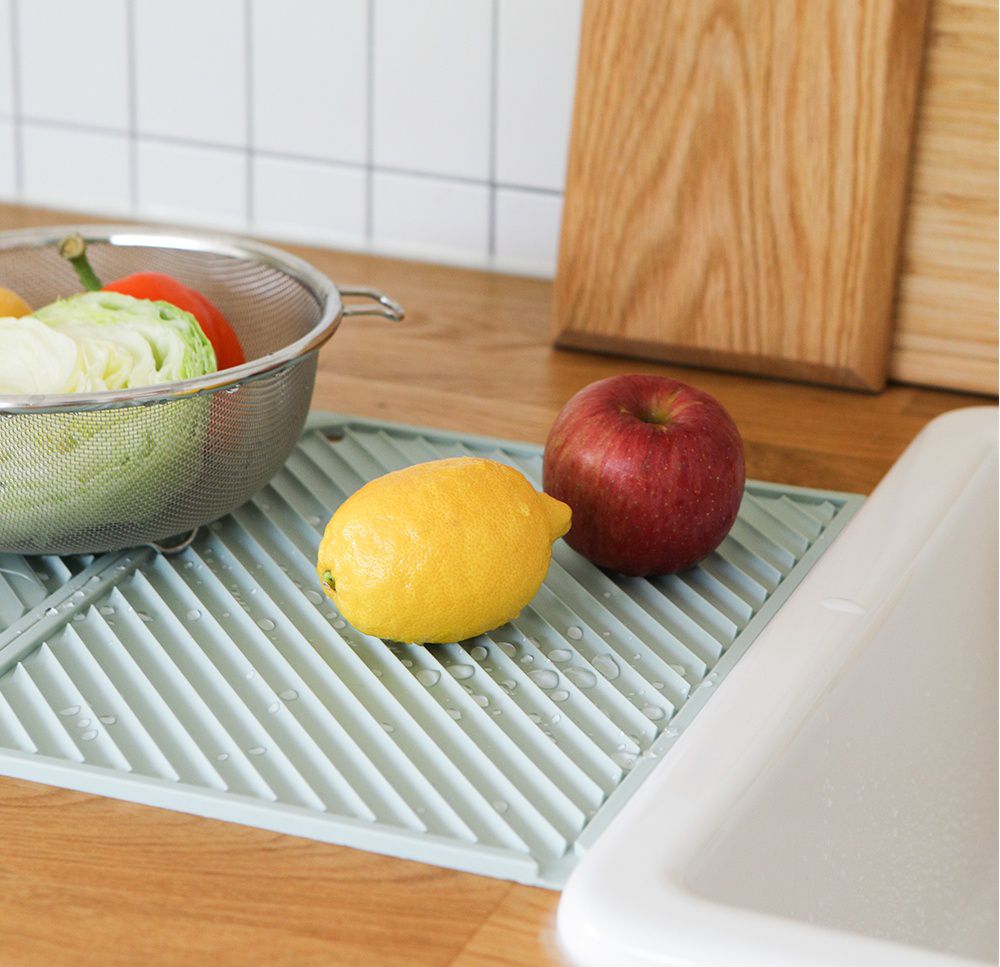 韓國 Daily Like - 矽膠瀝水板-方形綠 (長31.8cm, 寬23.3cm)