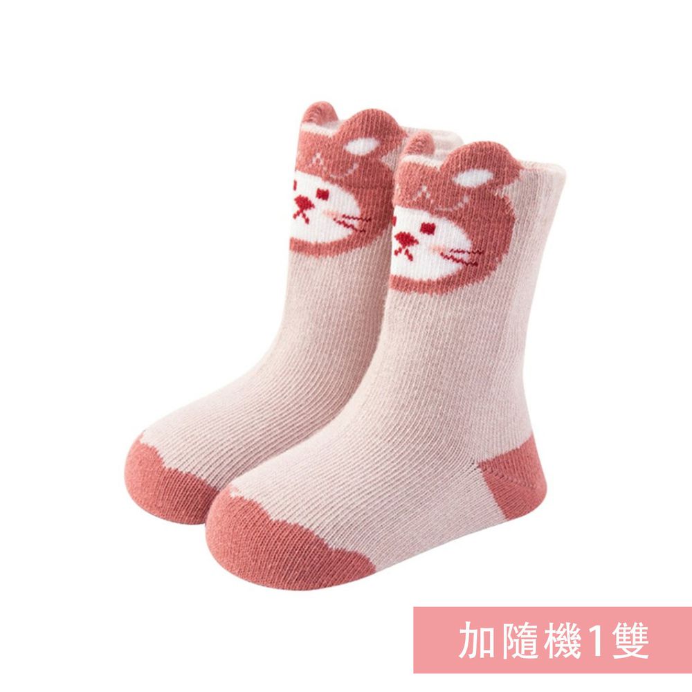JoyNa - 立體耳朵踝襪(底部止滑)-2雙入-粉色兔子+隨機1雙