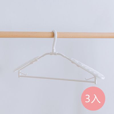 日本 小久保KOKUBO - 日本製止滑防風寬度調節伸縮型衣架(附掛夾)-3入