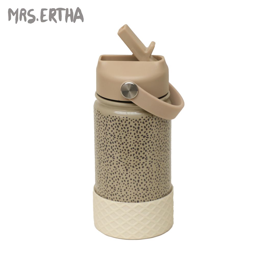 葡萄牙 MRS.ERTHA - 不銹鋼吸管水壺350ml-經典豹紋